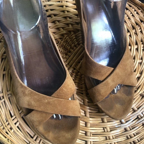 UGG Shoes - UGG Australia Suede Cork Wedge Heels Sandals
